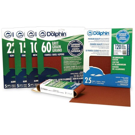 Blue Dolphin SP AO9115-0060 9X11 Aluminum Oxide Sheets 0060 Grit, PK 5 SPAO9115-0060